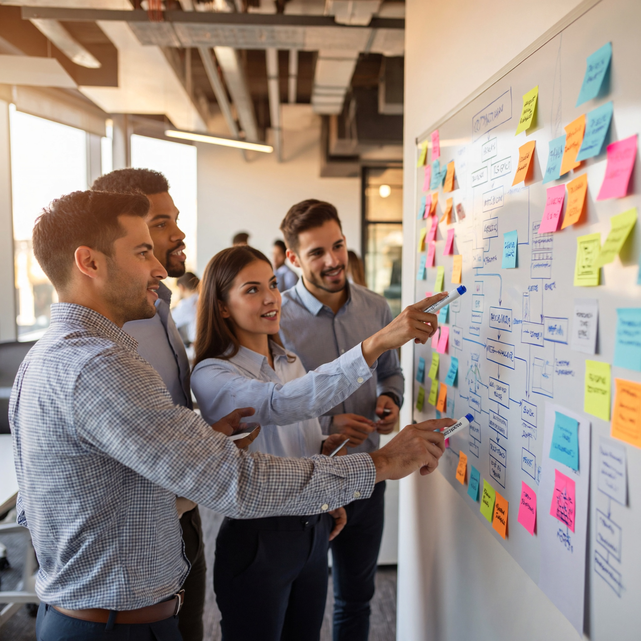 Executive boardroom with AI roadmap presentation